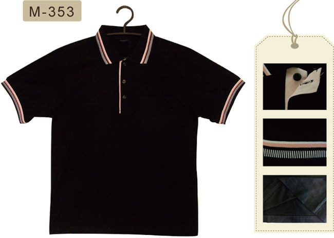 台中團體服-橫豎花領短袖排汗POLO衫 M353  顏色:黑色、白色　材質：100% Mercerized Cotton(絲光棉)