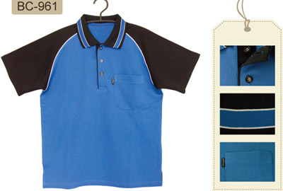 台中團體服-雙色白線短袖排汗POLO衫 BC961 顏色:粉橘、紅色、寶藍、果綠 材質:100%POLOESTER