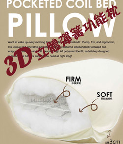 ☆彈力舒柔枕頭☆FIRM 中鋼彈簧,SOFT 聚酯纖維棉,FIBER 3M透氣吸濕排汗網布